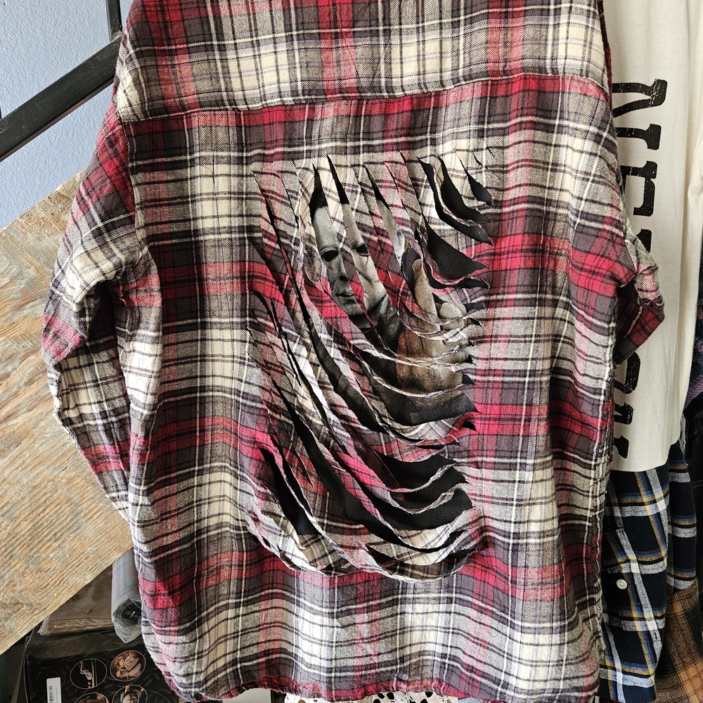 Halloween Flannel Shirt With Michael Myers Graphic On Back